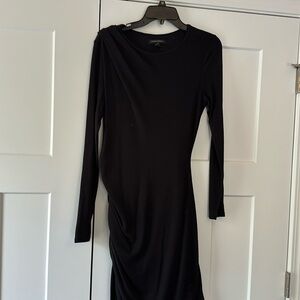 Black knit dress with ruching